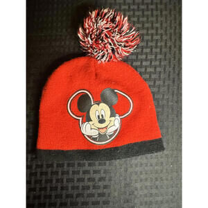 Toddler Red and‎ Black Mickey Mouse Pom Pom Hat